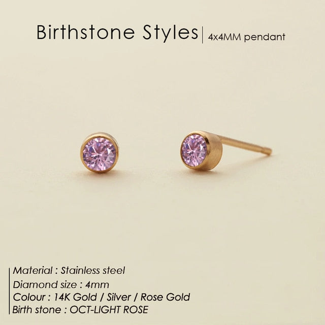 Fashion Birthstone Crystal Stud Earrings