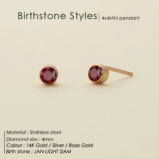 Fashion Birthstone Crystal Stud Earrings