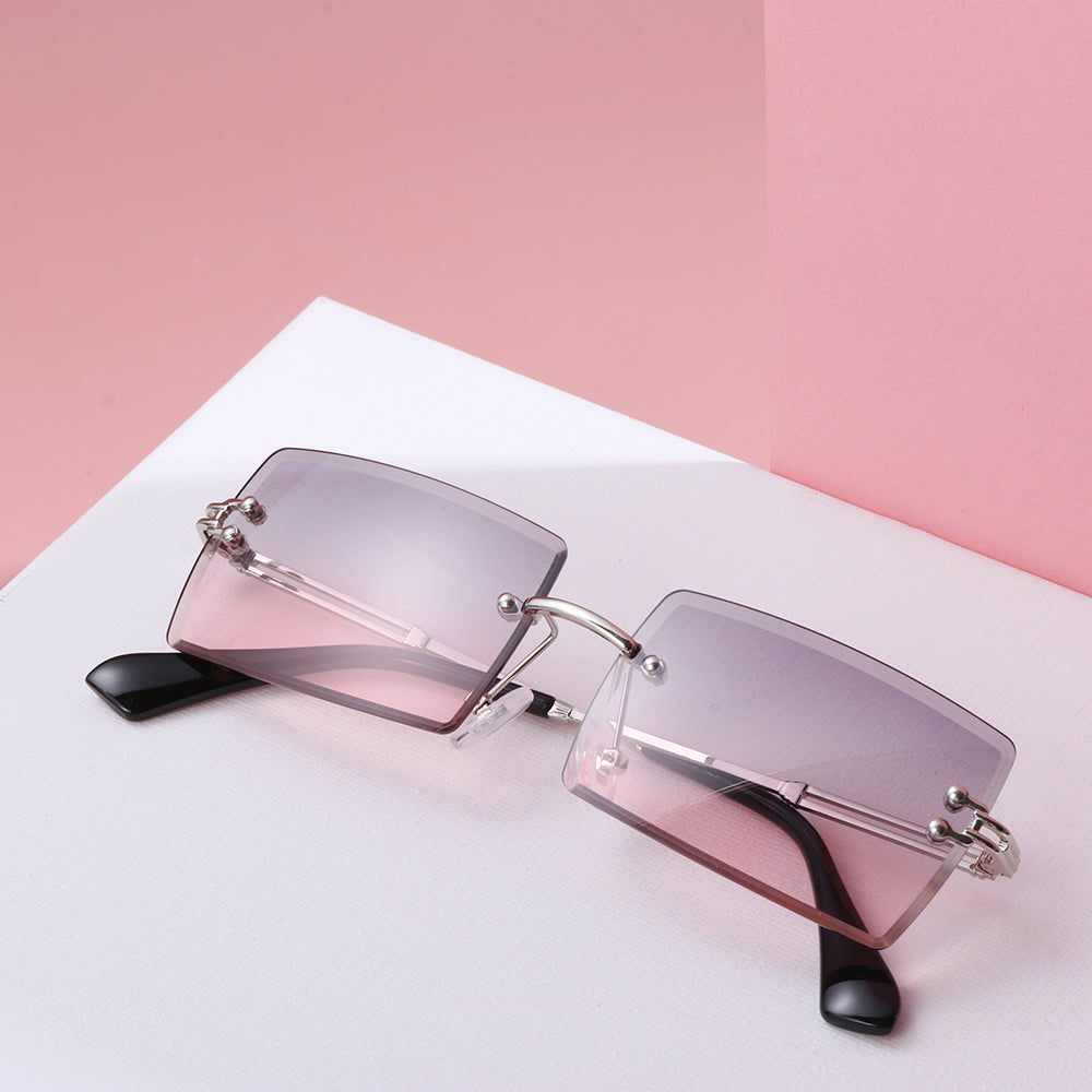 Rimless Small Rectangle Sunglasses UV400 Eyewear - Signature SJ