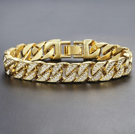 Miami Curb Cuban Chain Bracelet For Men Gold - Signature SJ