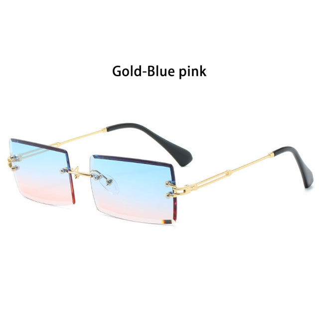 Rimless Small Rectangle Sunglasses UV400 Eyewear - Signature SJ